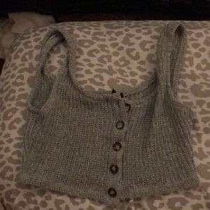 Grey forever 21 button up crop top.